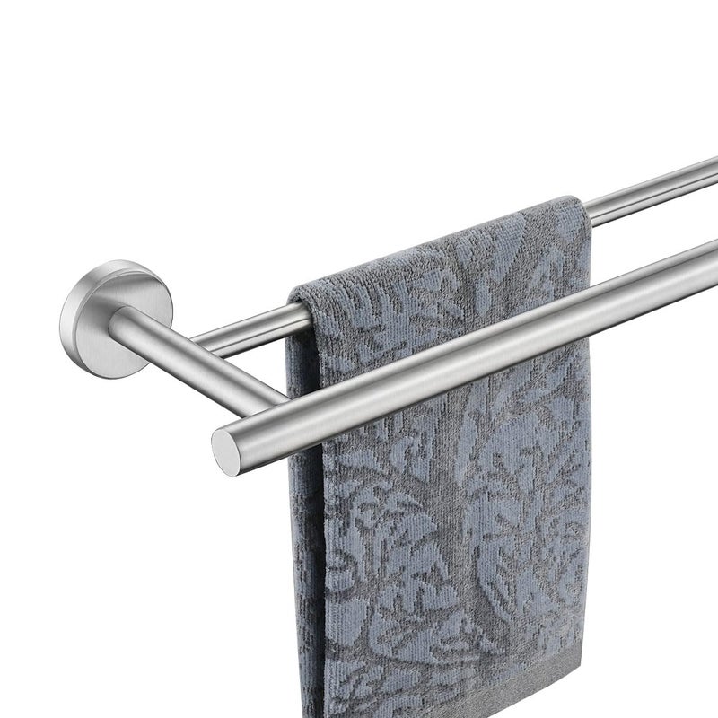 JQK Double Bath Towel Bar, 20.5 Inch 304 Stainless Steel Thicken 0.8mm Towel Rack Bathroom, Towel Holder Brushed Finished Wall Mount, Useable Length 18 Inch, TB100L18-BN - Image 1